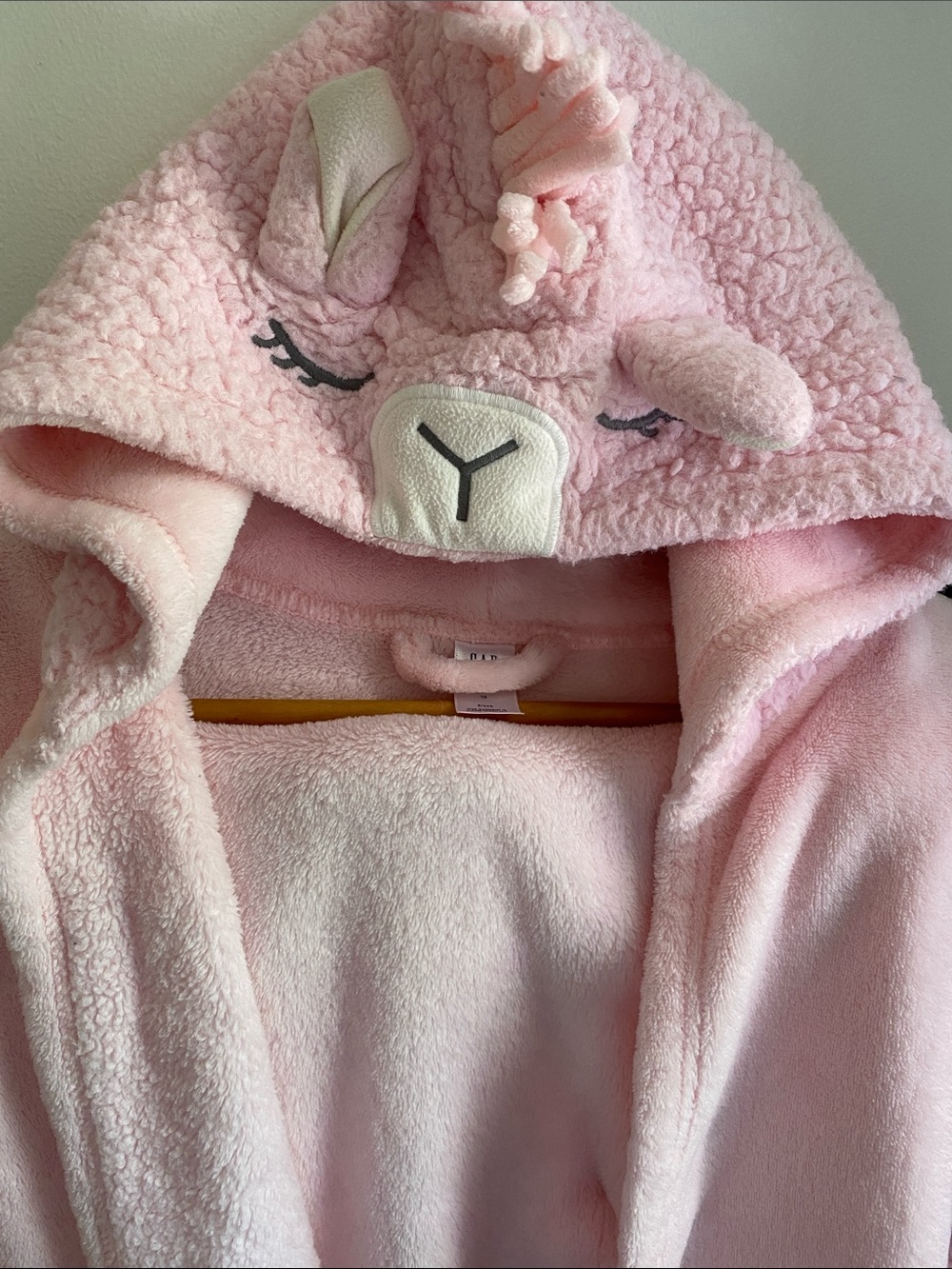 GAP Pink Llama Hooded Plush Robe